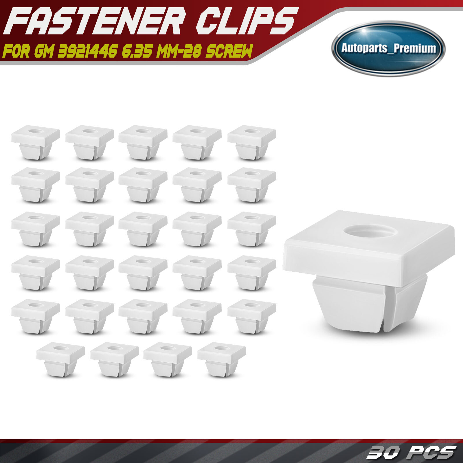 30Pcs Used with 6.35 mm-28 Screw White Fasteners Adjusting Nut for GM 3921446