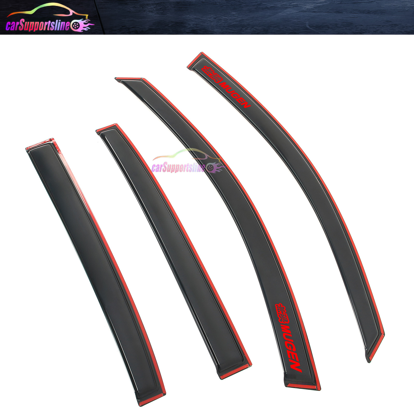 Fit for 13-17 Honda Accord Sedan In Channel Window Visor Rain Guard w/ Red Mugen