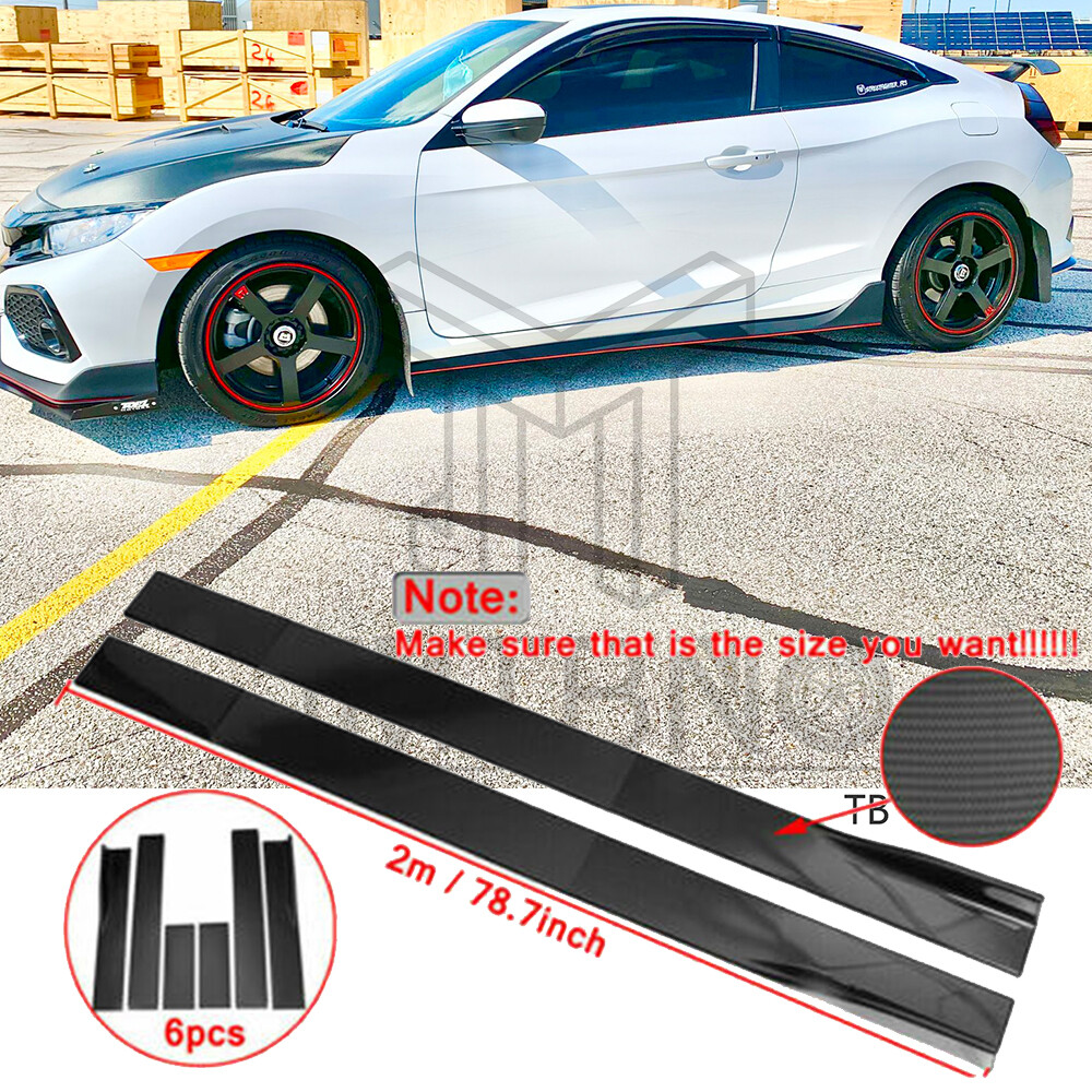 For Honda Civic 78.7″Carbon Fiber Side Skirt Extension Lip Rocker Panel Splitter