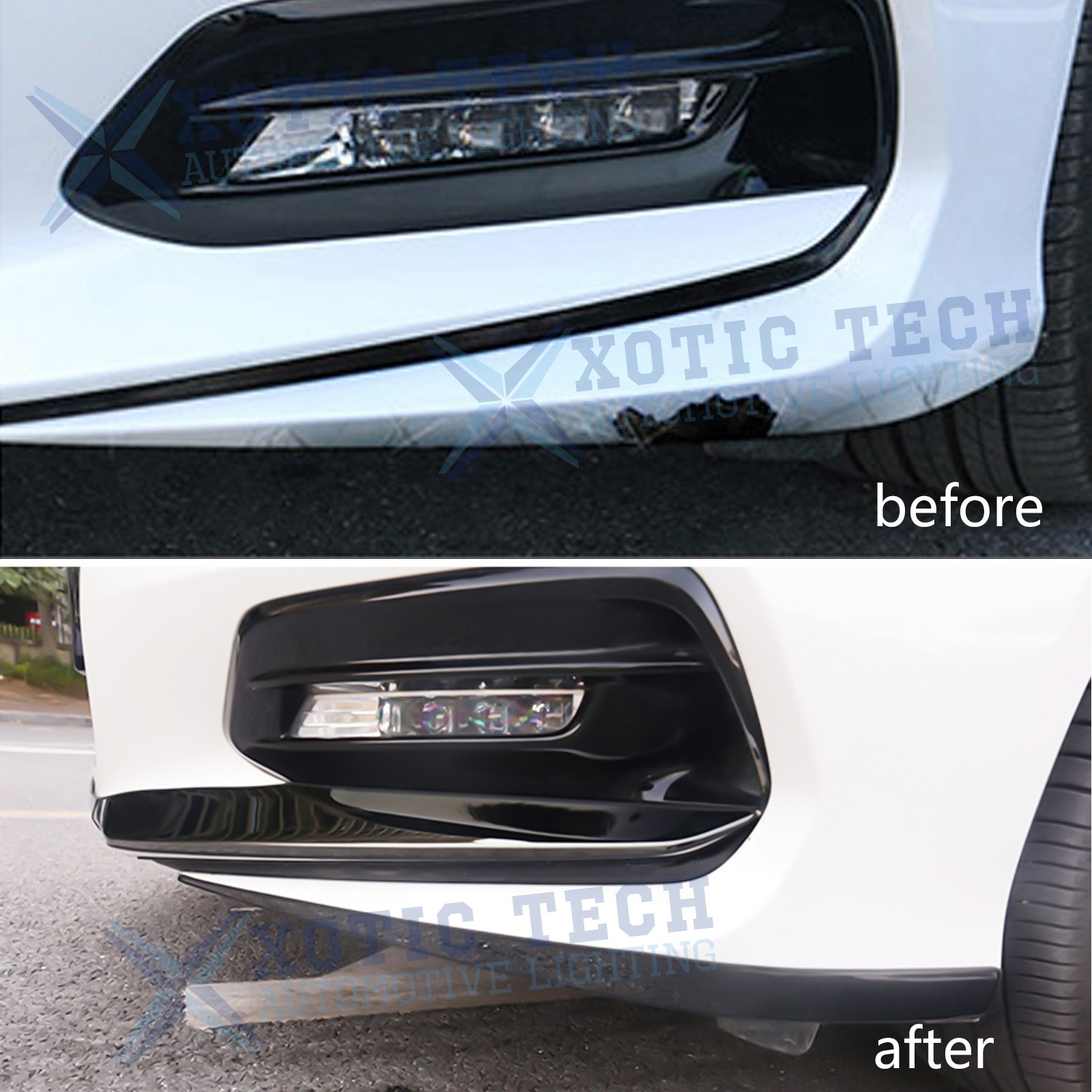 3pcs/Set Black Front Bumper Lip Chin Stripe Cover Trim for Honda Accord 2018-20