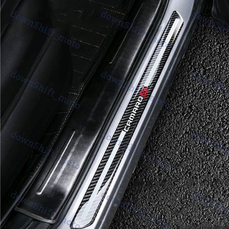 Carbon Fiber Car Door Welcome Plate Sill Scuff Cover Panel Sticker For CAMARO SS