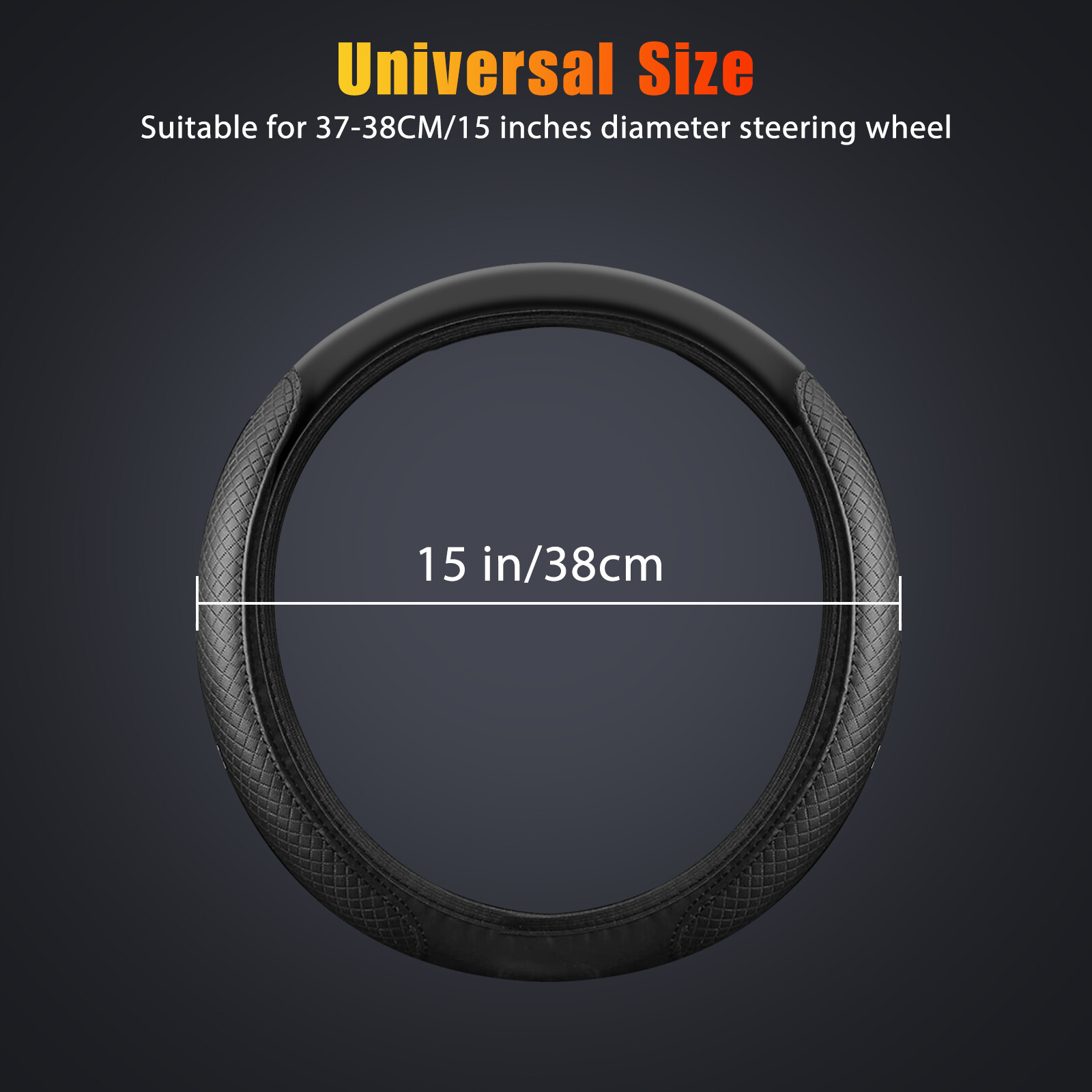Universal Car Steering Wheel Cover Accessories PU Leather Auto Non-slip 15″/38cm