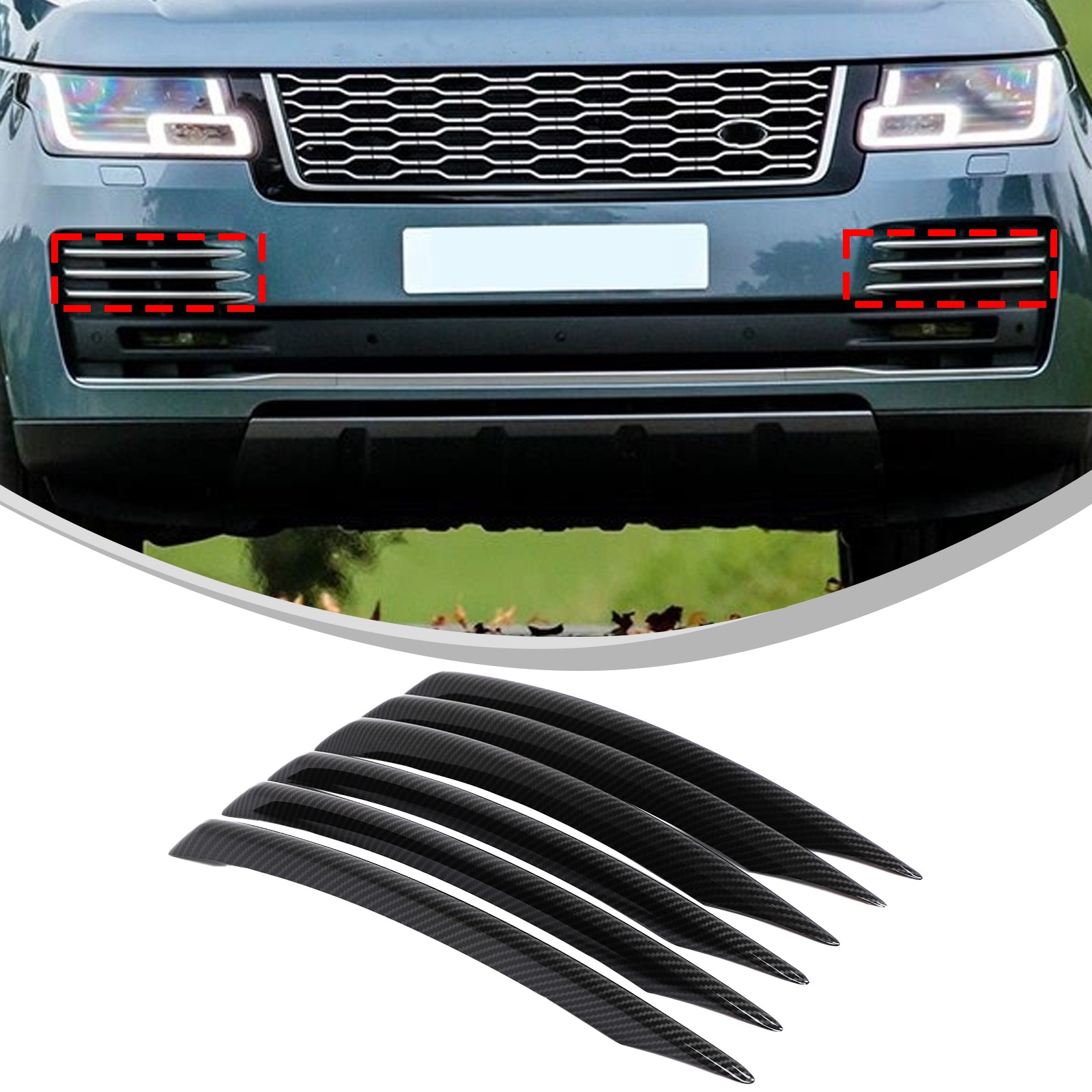 Front Fog Light Trim ABS Carbon Fiber Texture For Land Rover Range Rover Vogue18