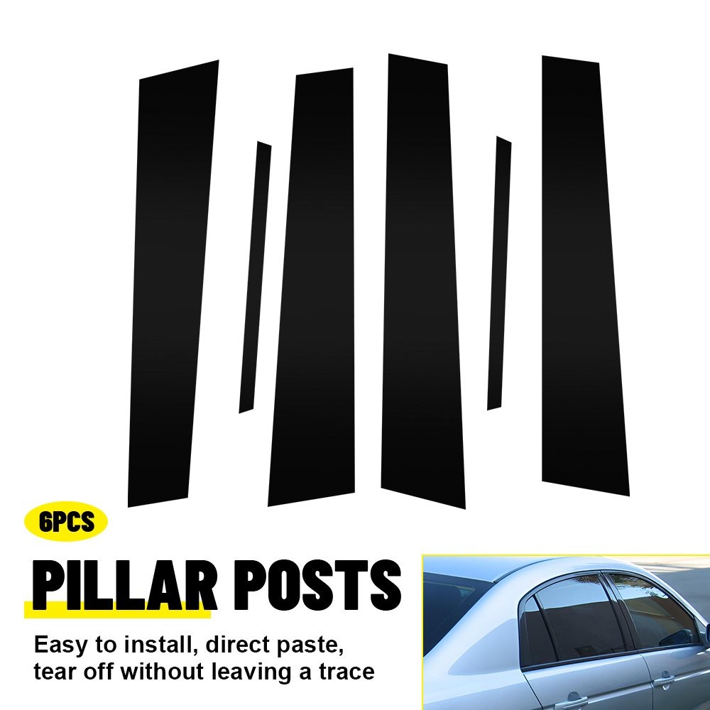 6Pcs Door Cover Piano Window Trim Kit Black Pillar Posts for Acura TL 2004-2008