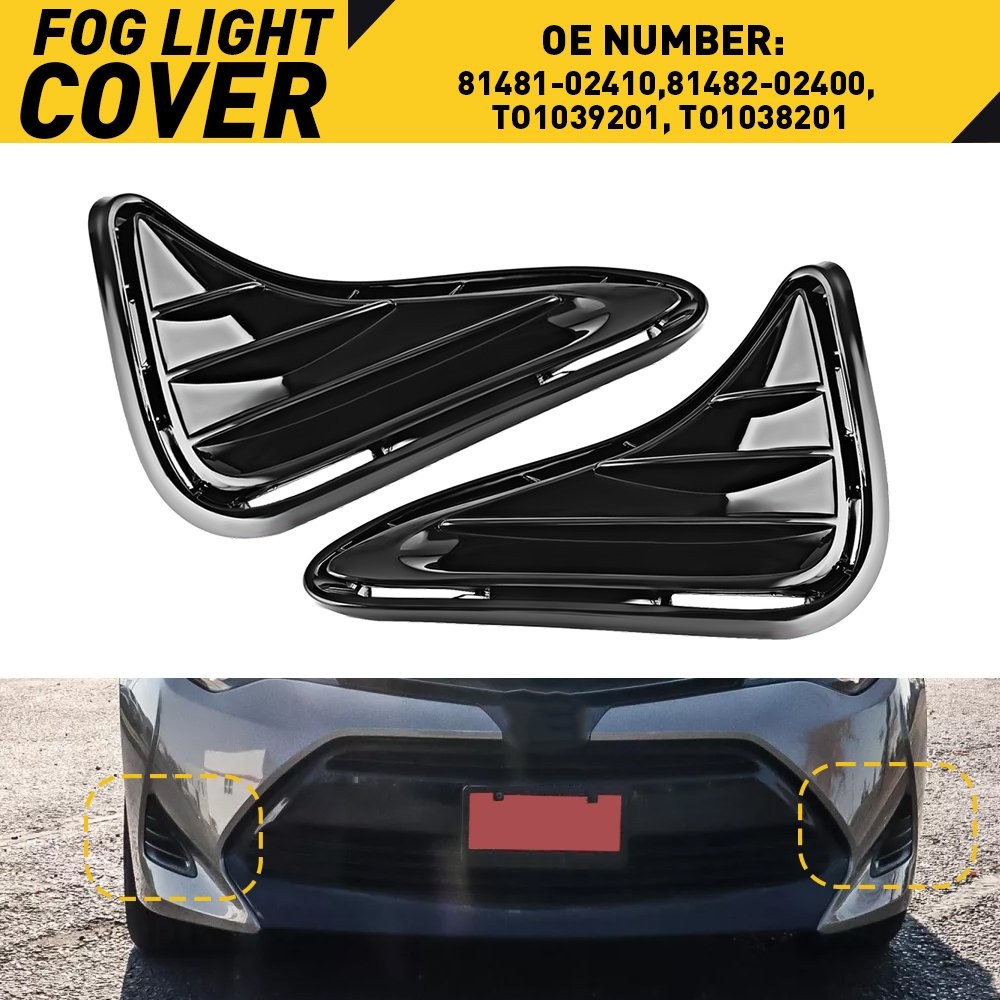 Fog Light Covers For 2017-2019 Toyota Corolla Left & Right 2Pcs New