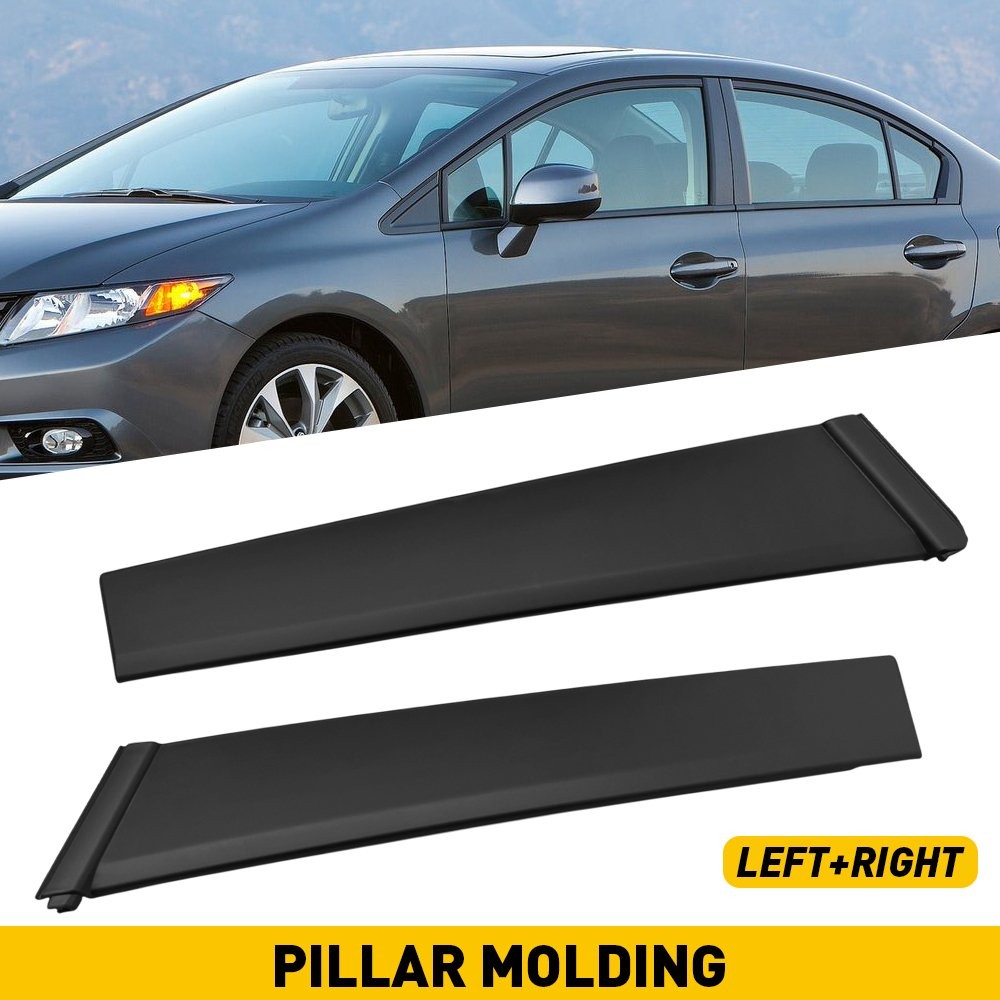 Front Driver Passenger Side Door Pillar Trim For 2012-2015 Honda 4Dr Civic Black