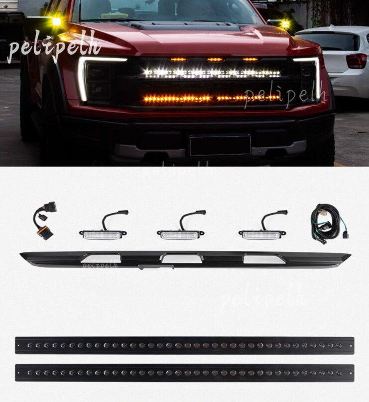 White+yellow LED Front Bumper Grill Lights Fit For 2021-2023 Ford F150 Raptor 3P
