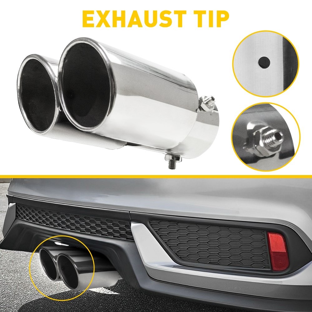 Chrome 2.5in” Car Stainless Steel Rear Exhaust Pipe Tail Muffler Accessories Tip