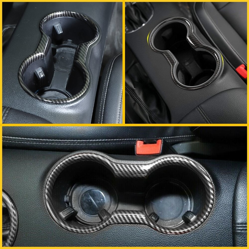 2set Interior Trim Molding Carbon Fiber Cup Holder Fit Cover For Ford Mustang 20