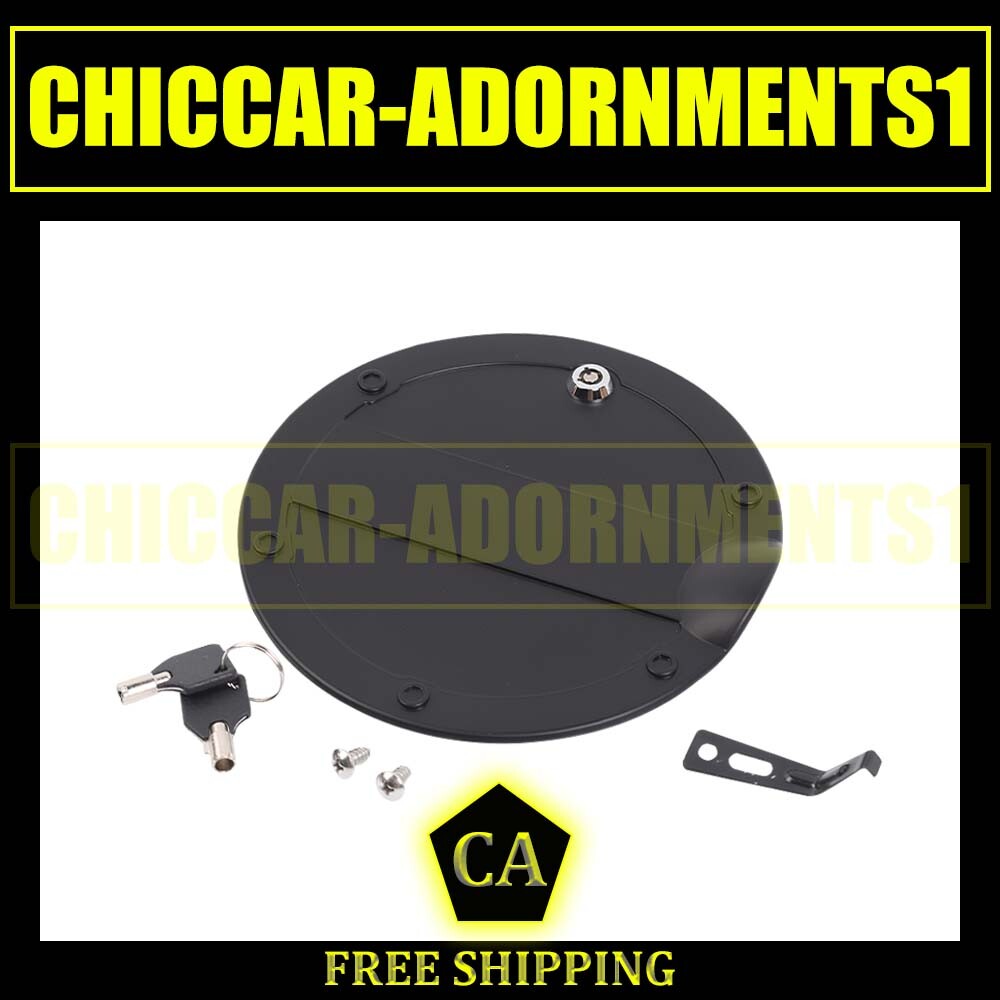 Black Locking Fuel Gas Filler Tank Door Cap Cover W/key Trim For Ford F150 15-20