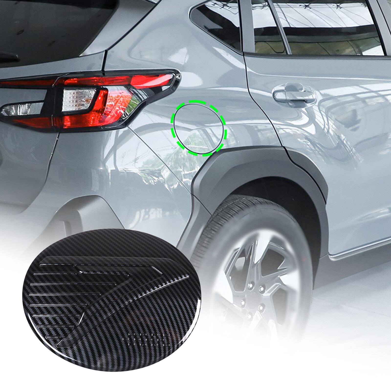 Carbon Fiber Car Fuel Gas Tank Cap Cover Trim For Subaru Crosstrek 2023 2024 ABS