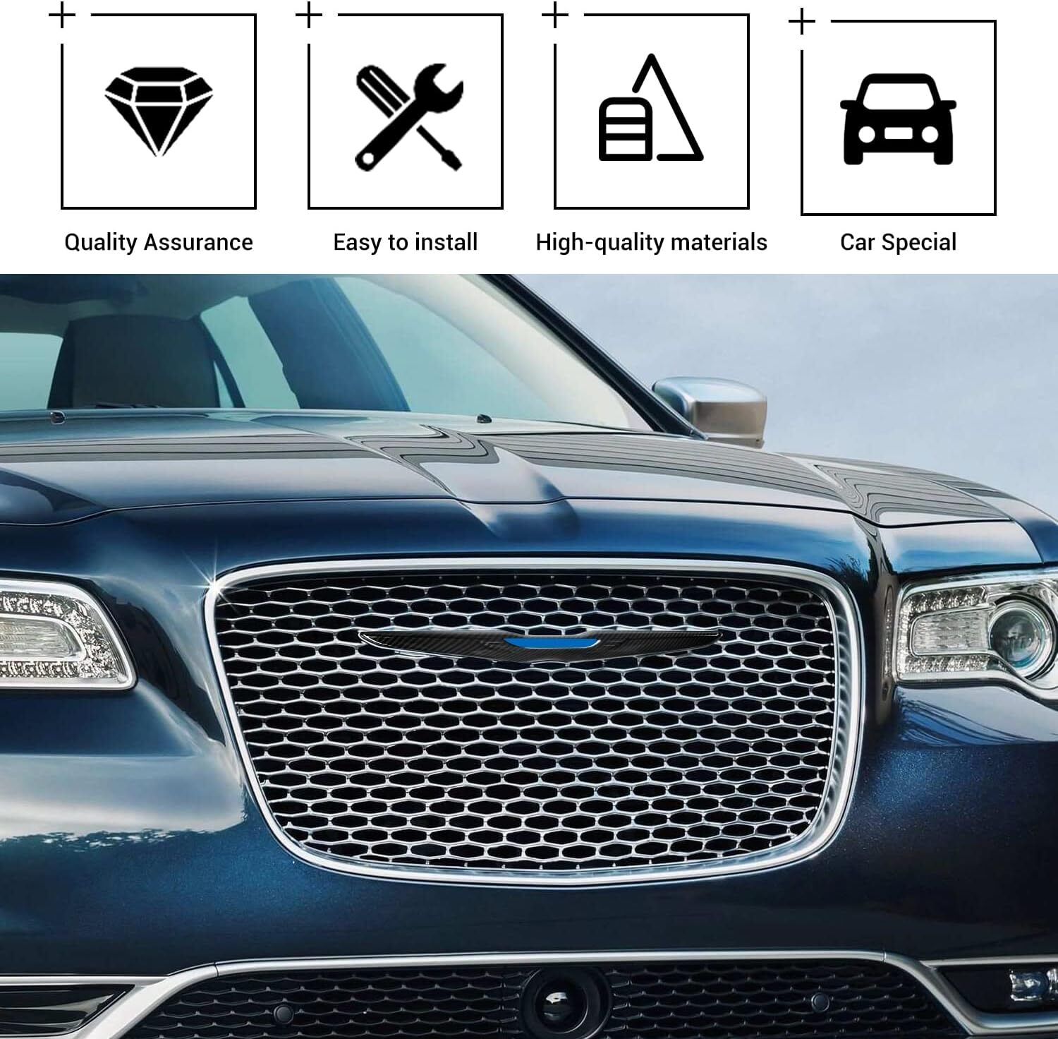 Carbon Fiber Front Rear Grille Logo Badge For Chrysler 300/300C 15+ Carbon Fiber