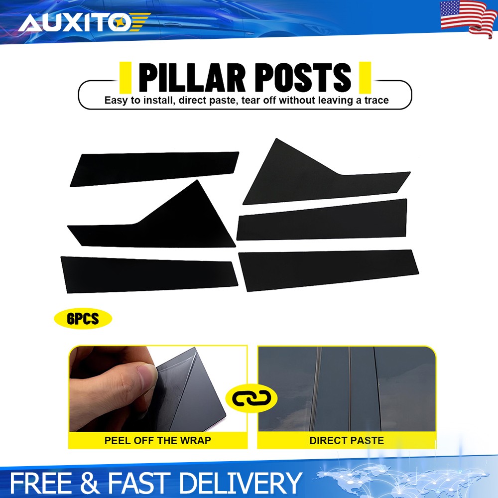 Fit For Cadillac CT6 2016-2020 6Pcs Gloss Black Window Door Pillar Post Covers
