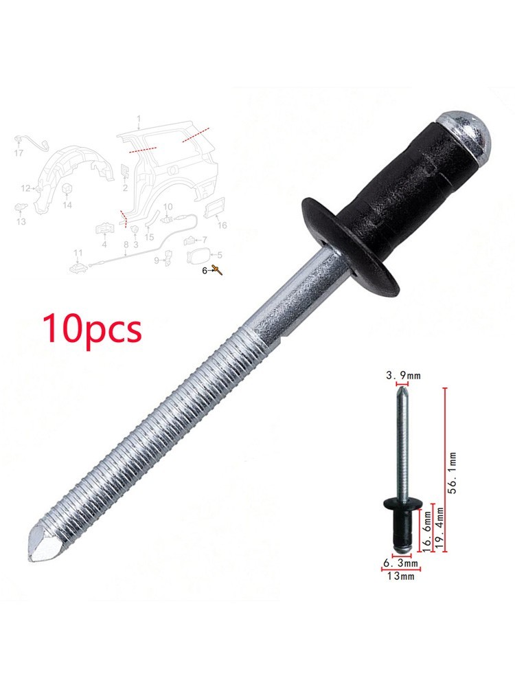 10pcs Fuel Lid Blind Rivet For Toyota 2000-On Metal.Aluminum Rivet Black