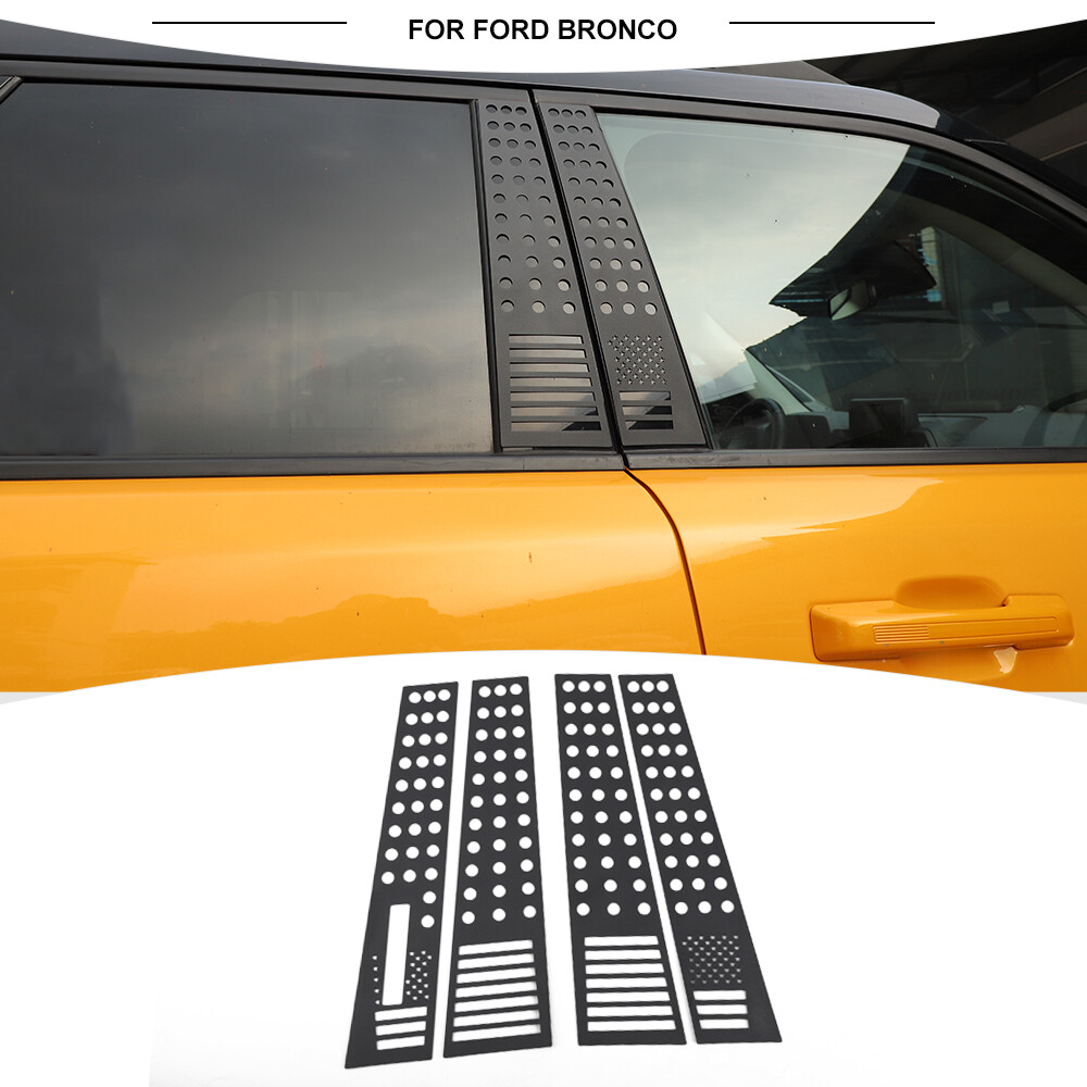 4x Black Car Window B Pillar Trim Decal For Ford Bronco Sport 2021+ America Flag