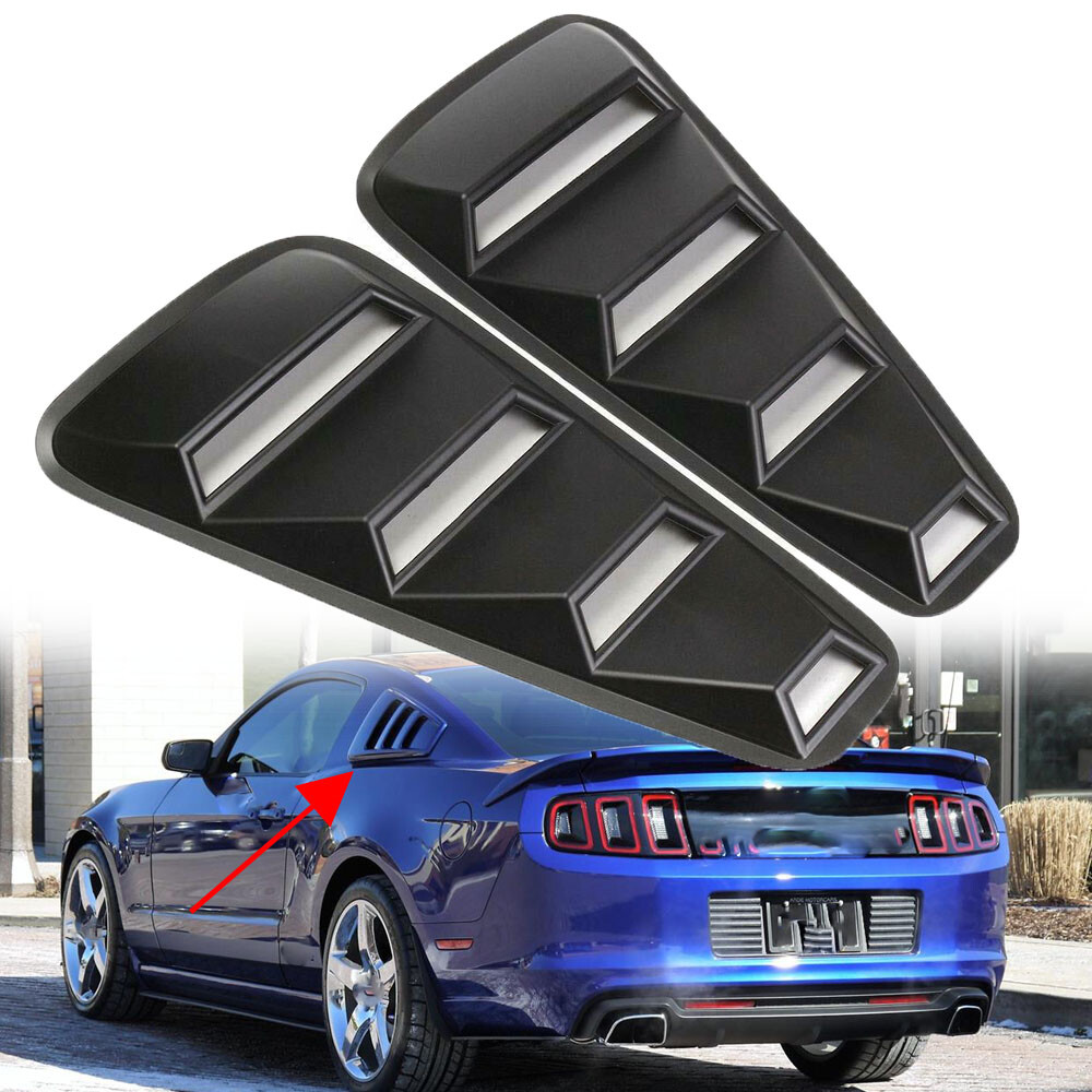 For Ford Mustang 1/4 Quarter Black Side Window Louvers Scoop Cover Vent 05-09