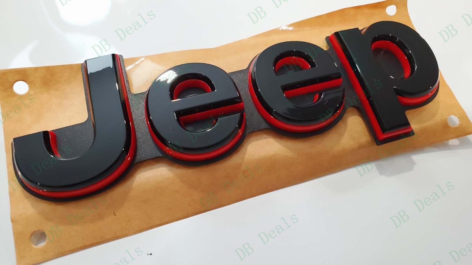 2PCS Gloss Black Red Front Rear Jeep Emblems Fit 2021+ Jeep Grand Cherokee L WL