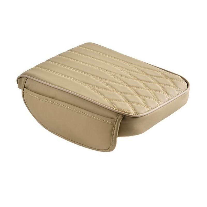 Car Armrest Cushion Cover Leather Center Console Box Pad Mat with Storage Pocket