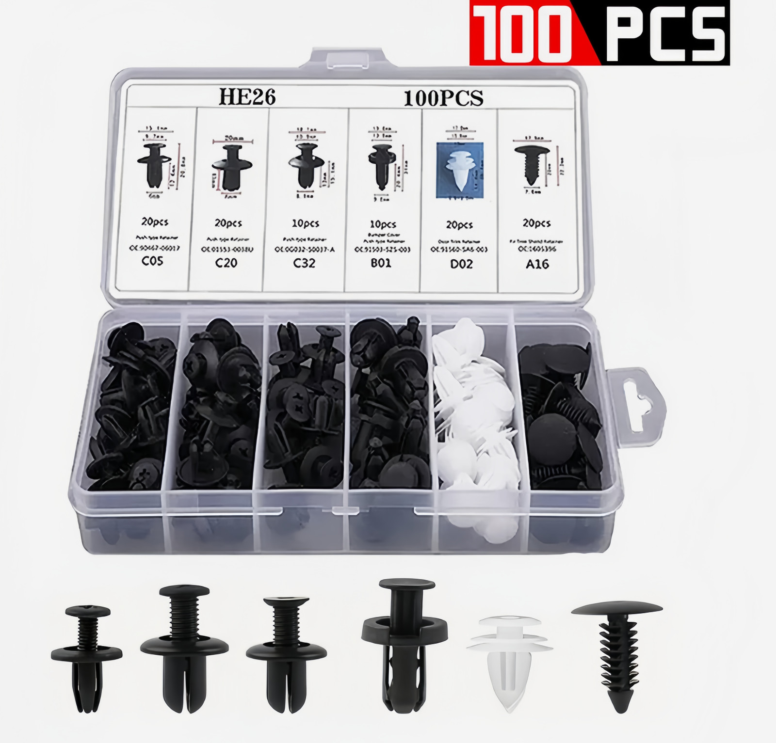 for Nissan 100 PCS Fixing Bumper Fender Liner Push Type Retainer Clips Fastener