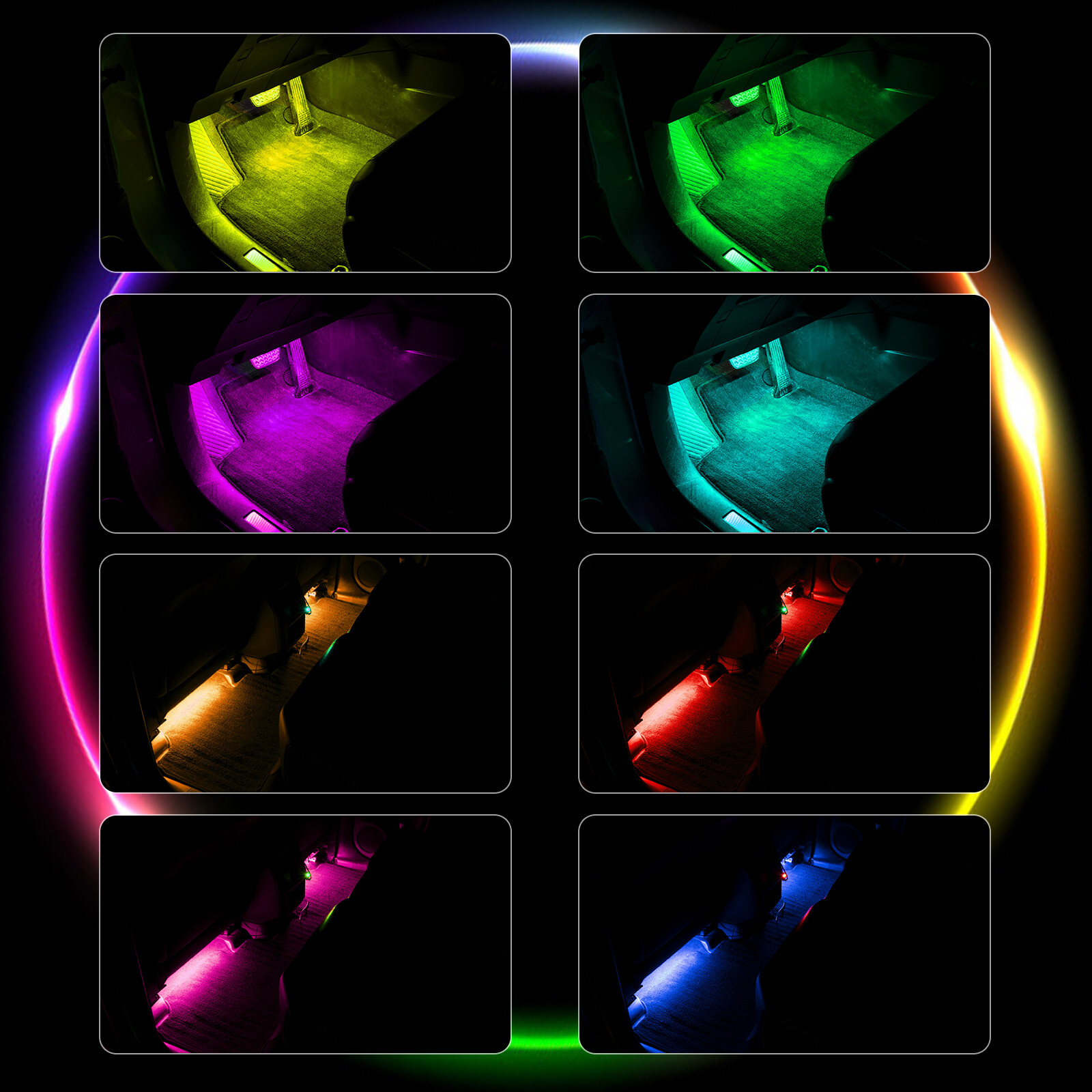Car Interior RGB60LED Floor Accessories Decorative Atmosphere Strip Lamp Lights,