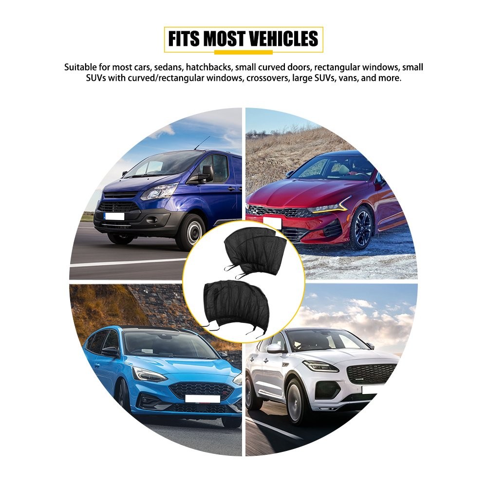 4Pcs Universal Car Side Window Baby Sun Shade Breathable Screen Cover Sunshade