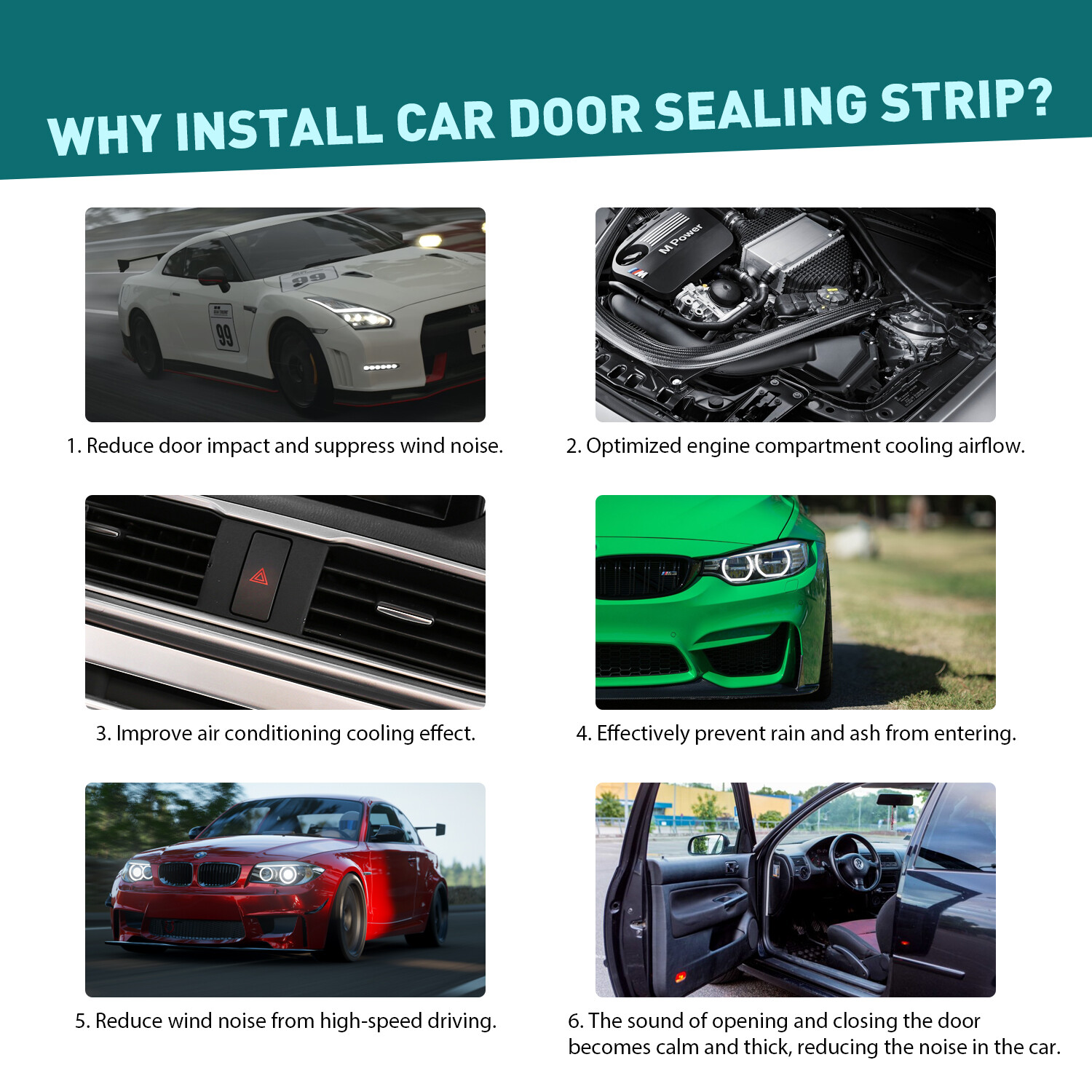 6M Car Door Edge Trim Molding Rubber Seal Strip Scratch Protector Guard Decor