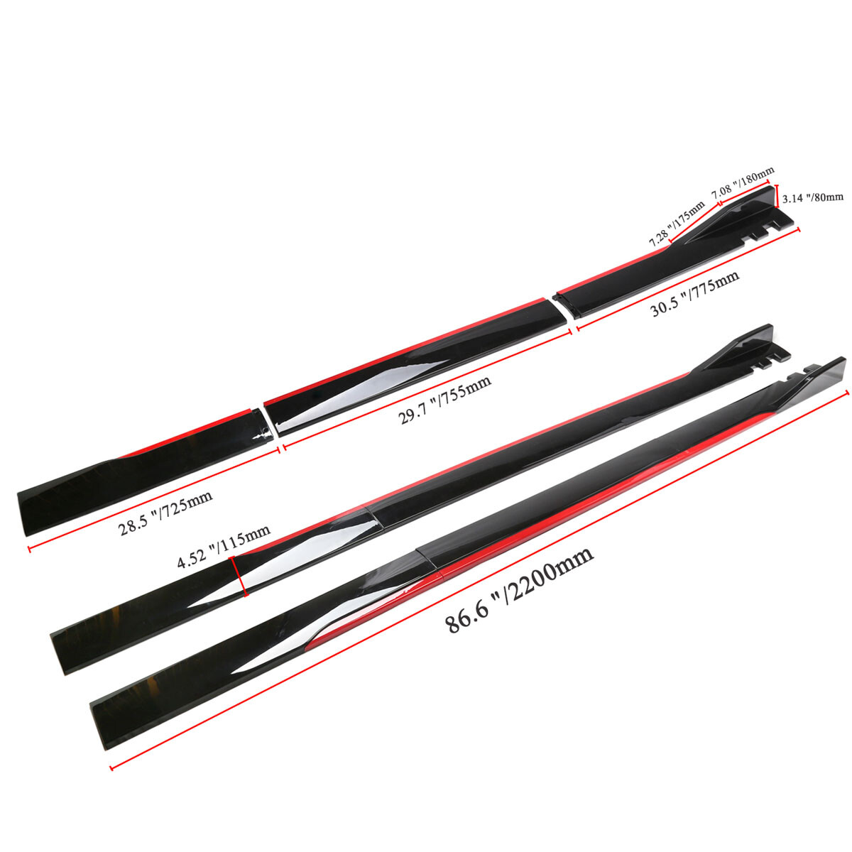 For Jeep Grand Cherokee 86.6″ Side Skirts Extensions Lip Gloss Black Trim