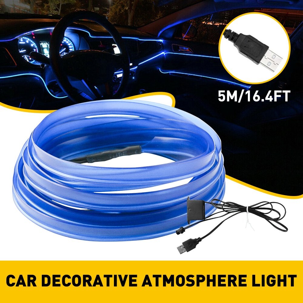 Cold Blue LED Car Interior Decor Trim Atmosphere Wire Strip Light Lamp DIY Cool