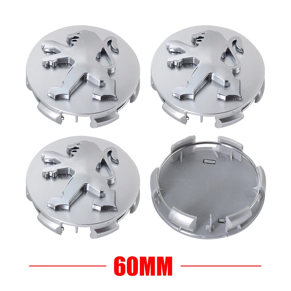 56/60mm Original 4-Piece Car Wheel Center Hub Cover Badge Cover for Peugeot