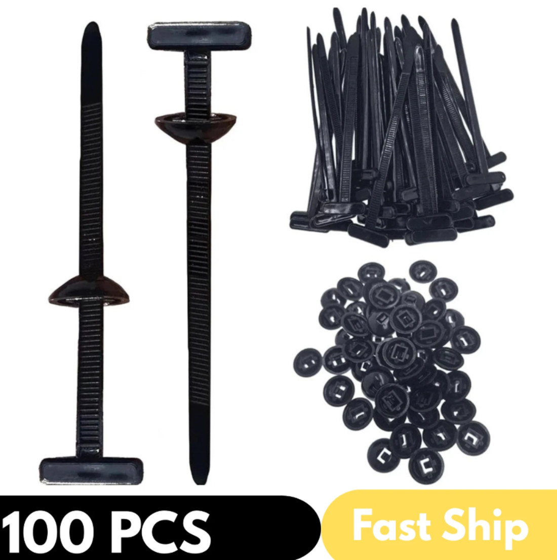 NEW 100PCS Nylon Universal Cable Tie Buckle+Self-Locking Nylon Zip Ties Holder