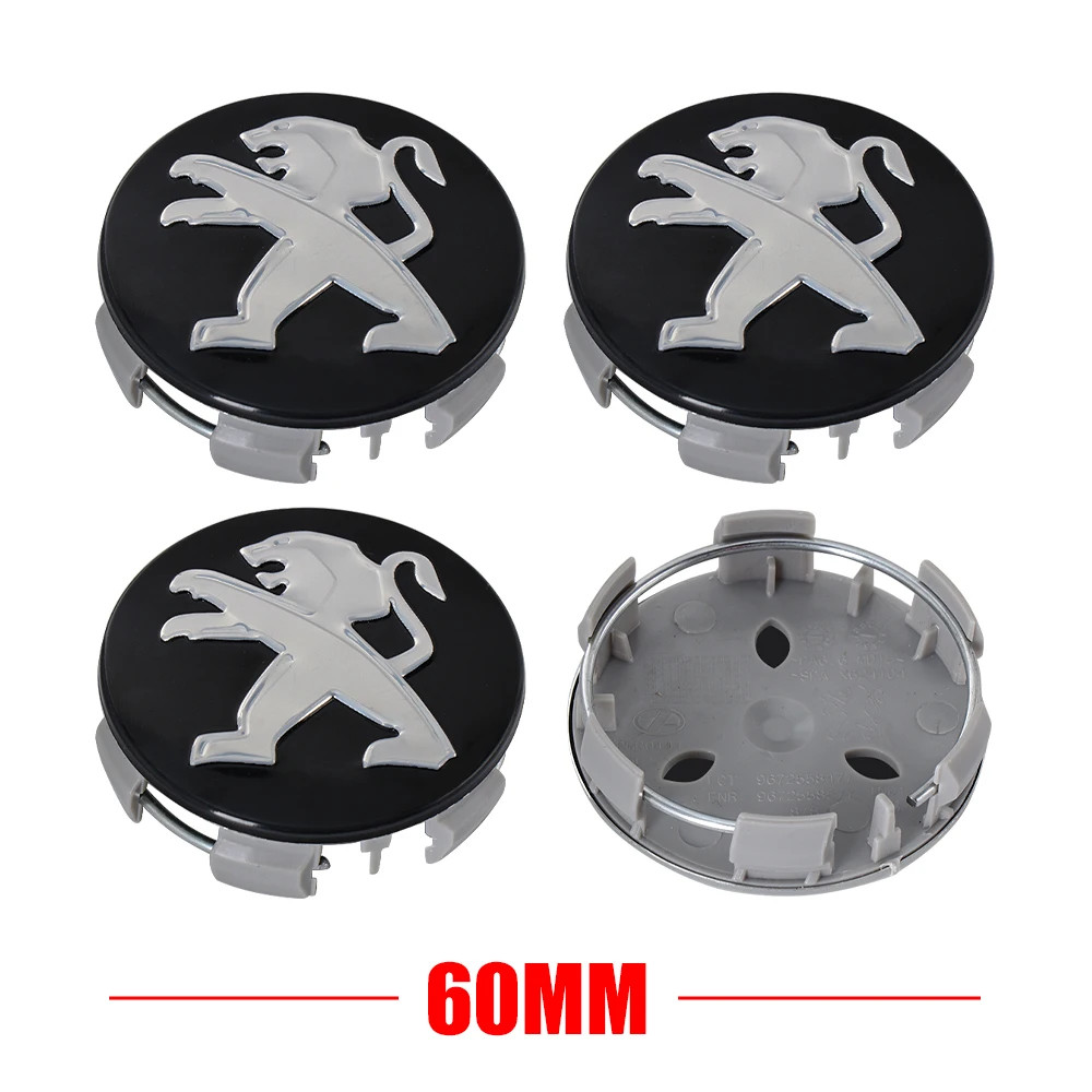 56/60mm Original 4-Piece Car Wheel Center Hub Cover Badge Cover for Peugeot