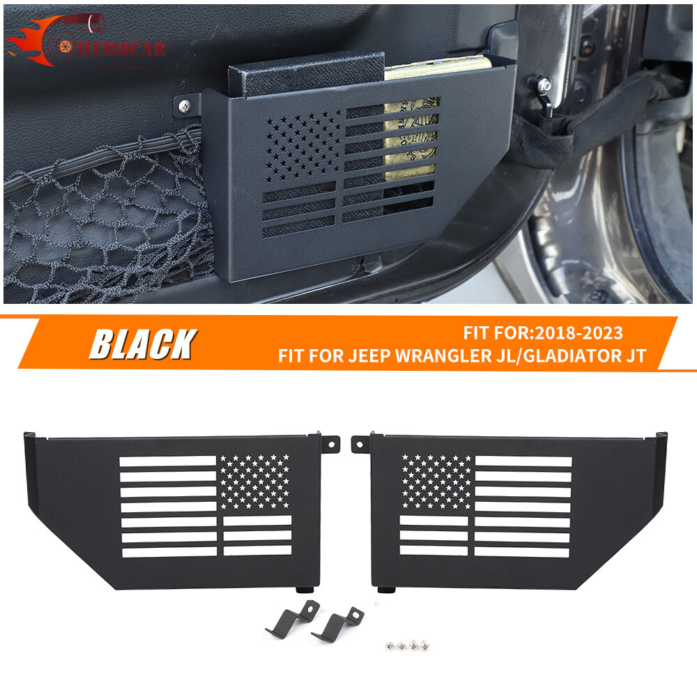 2PCS Front Door Net Pocket America Flag Pattern For Jeep Wrangler JL JLU JT 18+