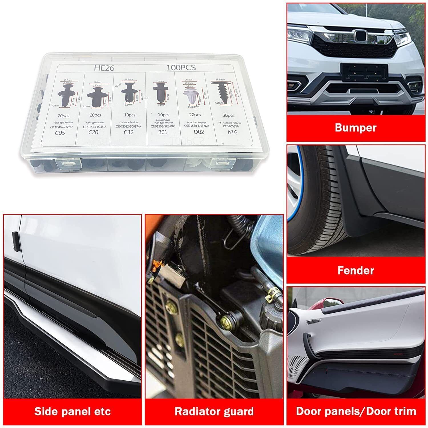 For Honda Bumper Fender Liner Push Type Retainer Clips car Fastener Pin Rivet