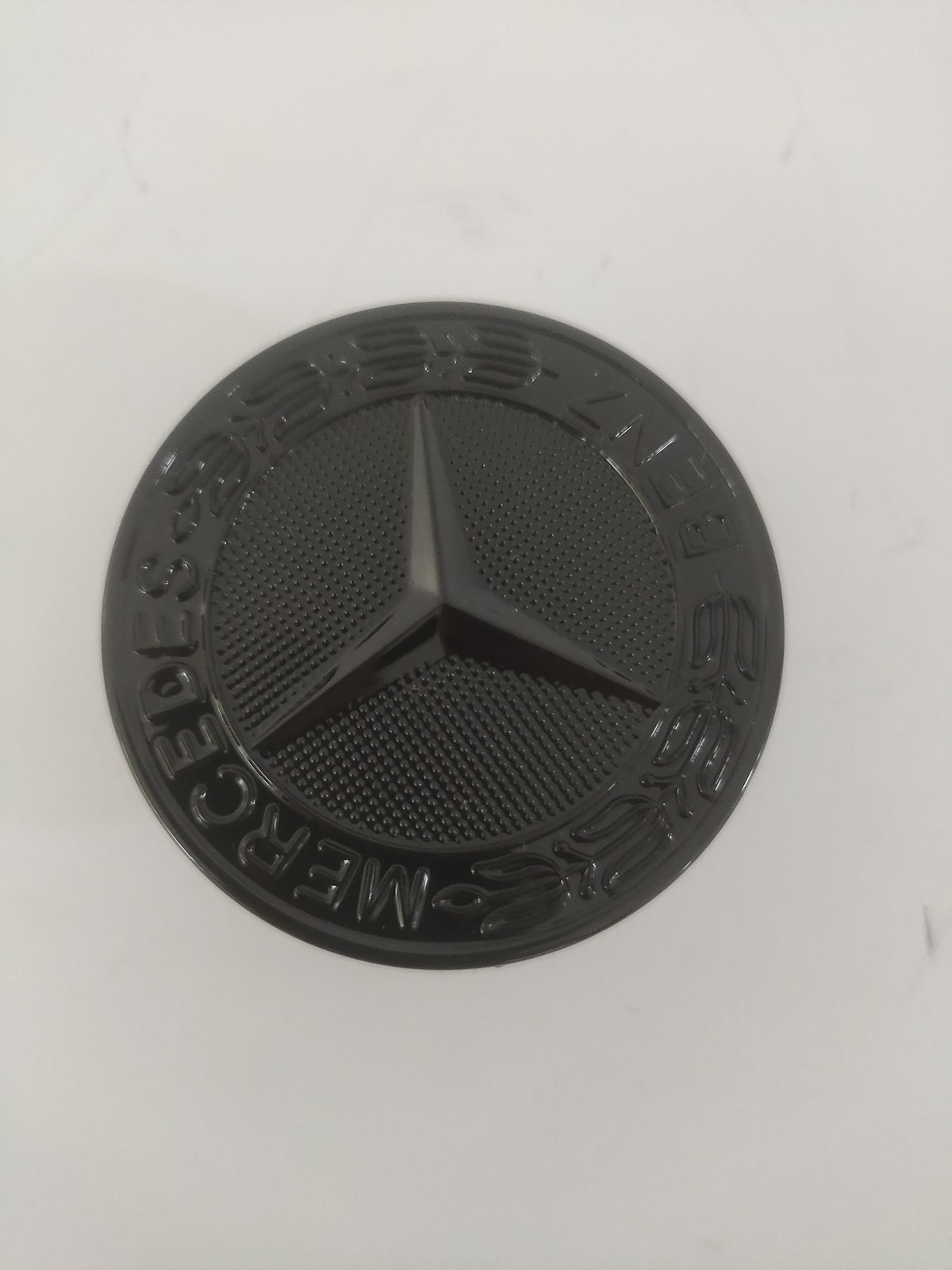 US for Black Hood Emblem Matte Front Flat Laurel Wreath Badge Mercedes Benz 57mm