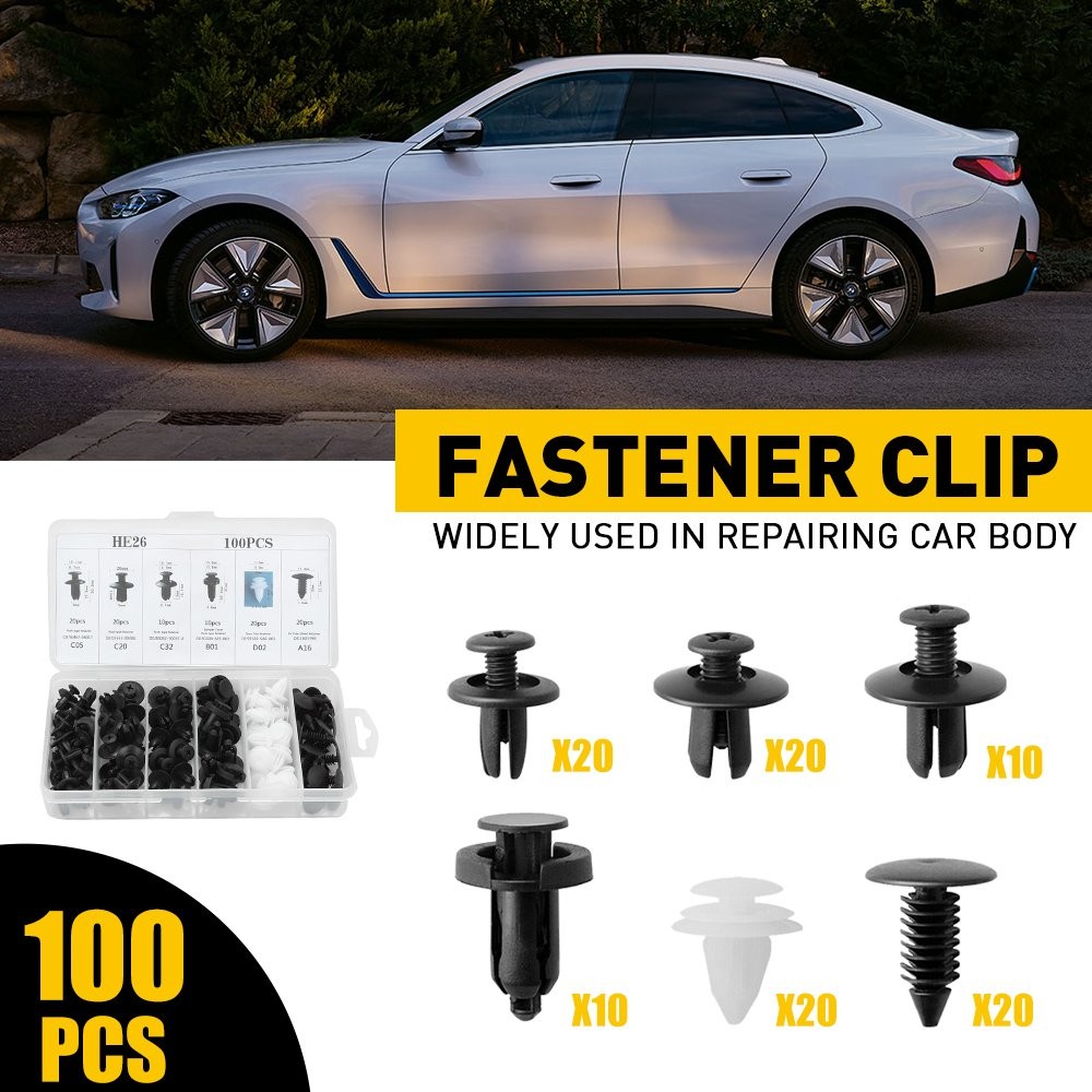 100Pack Universal Push Rivet Liner Retainer Clips Fastener Fender Fit Car 6 Size