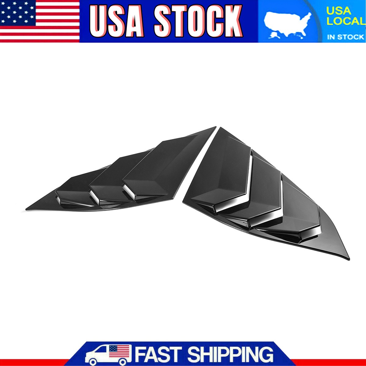 Fits 2018-2022 Honda Accord Rear Quarter Side Window Louvers Scoops Glossy Black