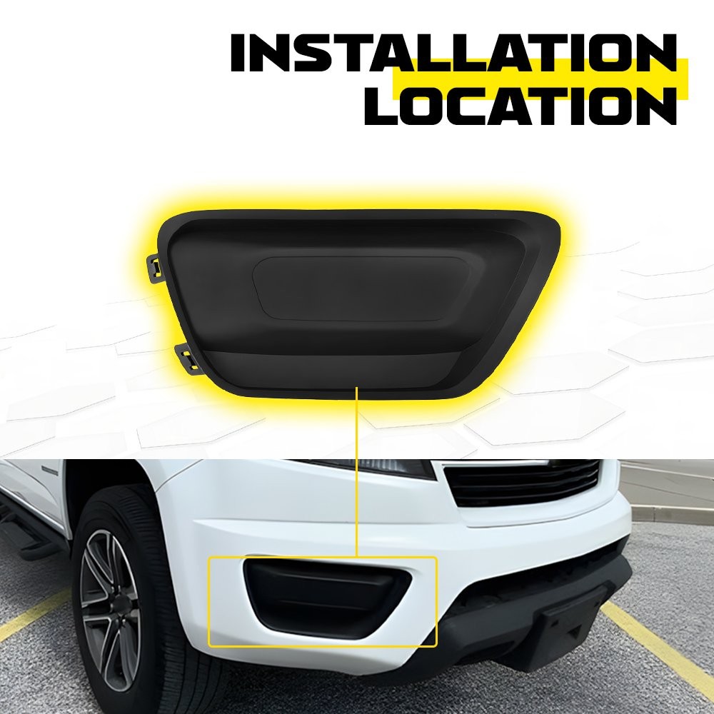 For 2015-2020 Chevrolet Colorado Right Side Textured Fog Light Cover Trim Black