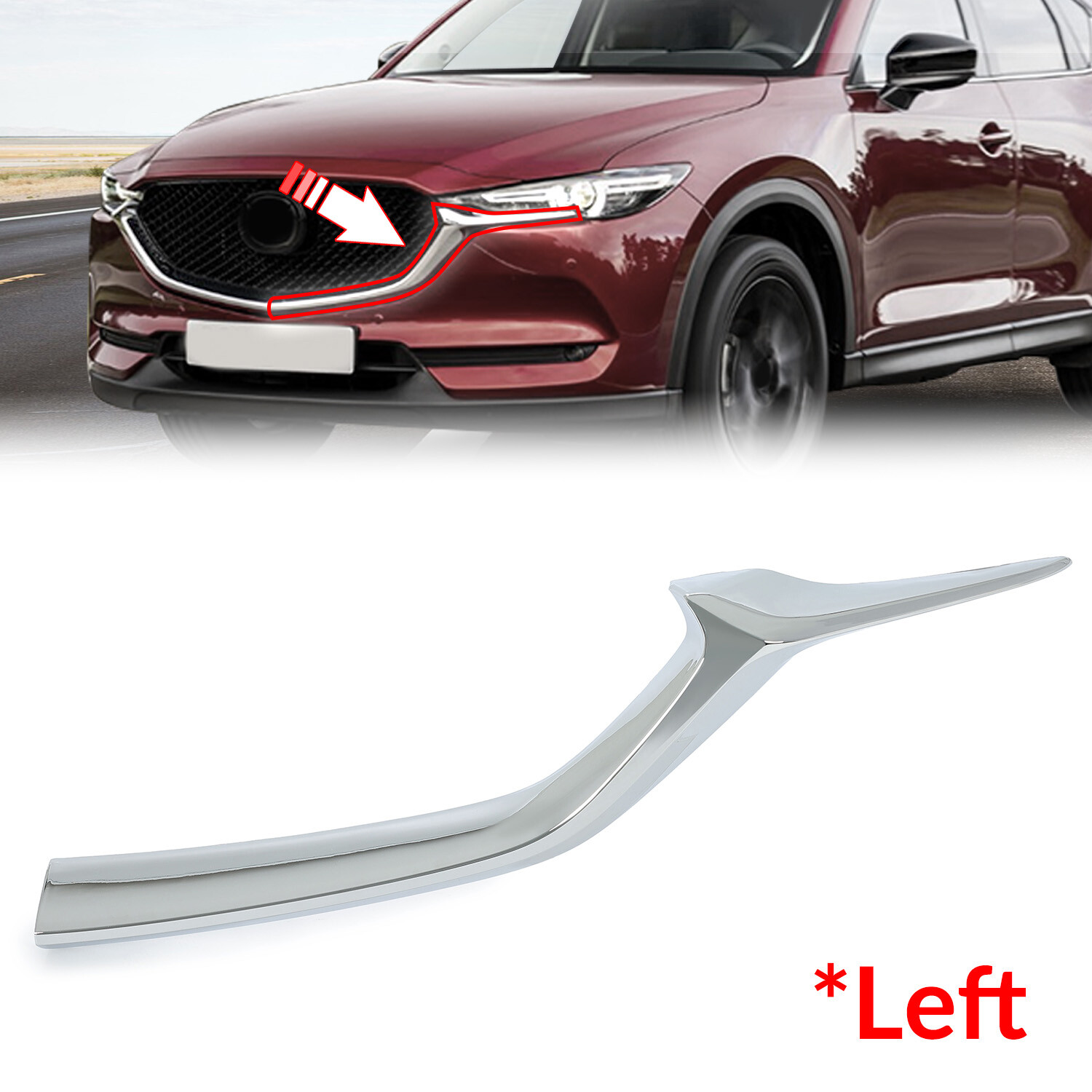 Front Left Side Lower Grille Molding Trim Fit For Mazda CX-5 17-21 #KB8A-50-7K1B