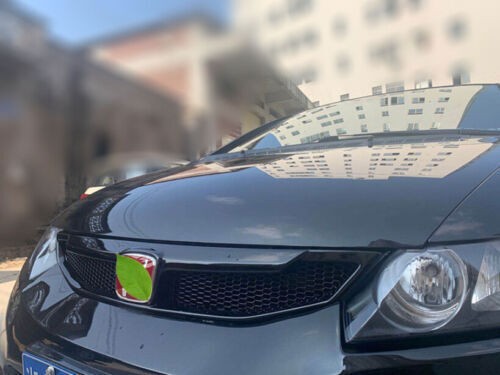 Bright Black Front Honeycomb Center Grille 2009-2011 For Honda Civic Cover Trim