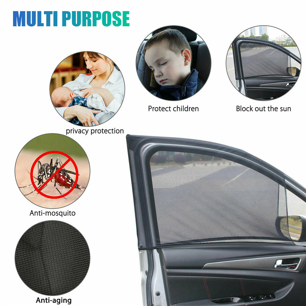 4X Magnetic Car Side Front Rear Window Sun Shade Cover Mesh Shield UV Protection