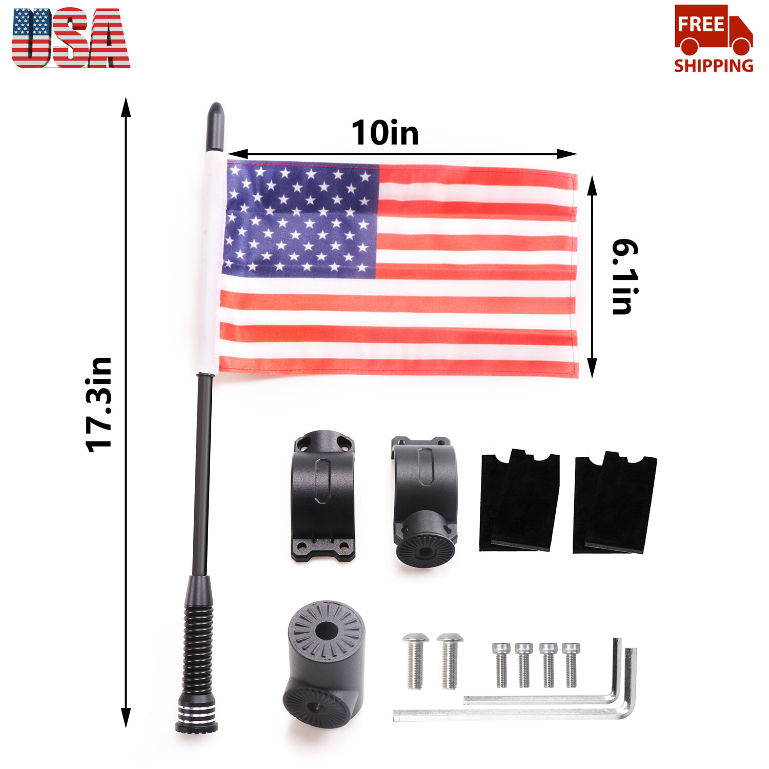 For Polaris RZR Ranger 2015-2020 1PCS US Flag Front Hood Flagpole Mount Holder