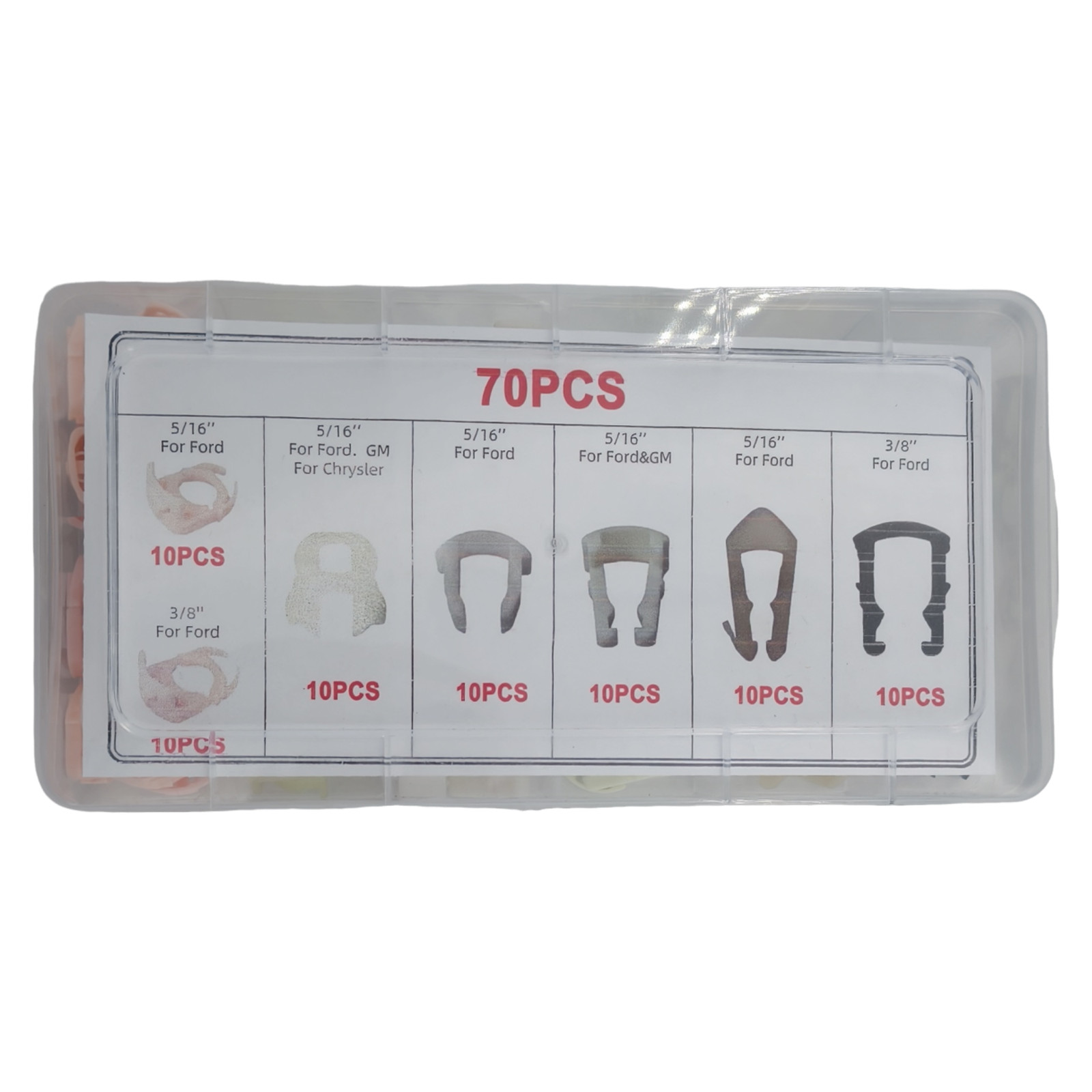 70 Pcs Fuel Line Retainer Clip Size Assortment Fit For Chrysler Ford