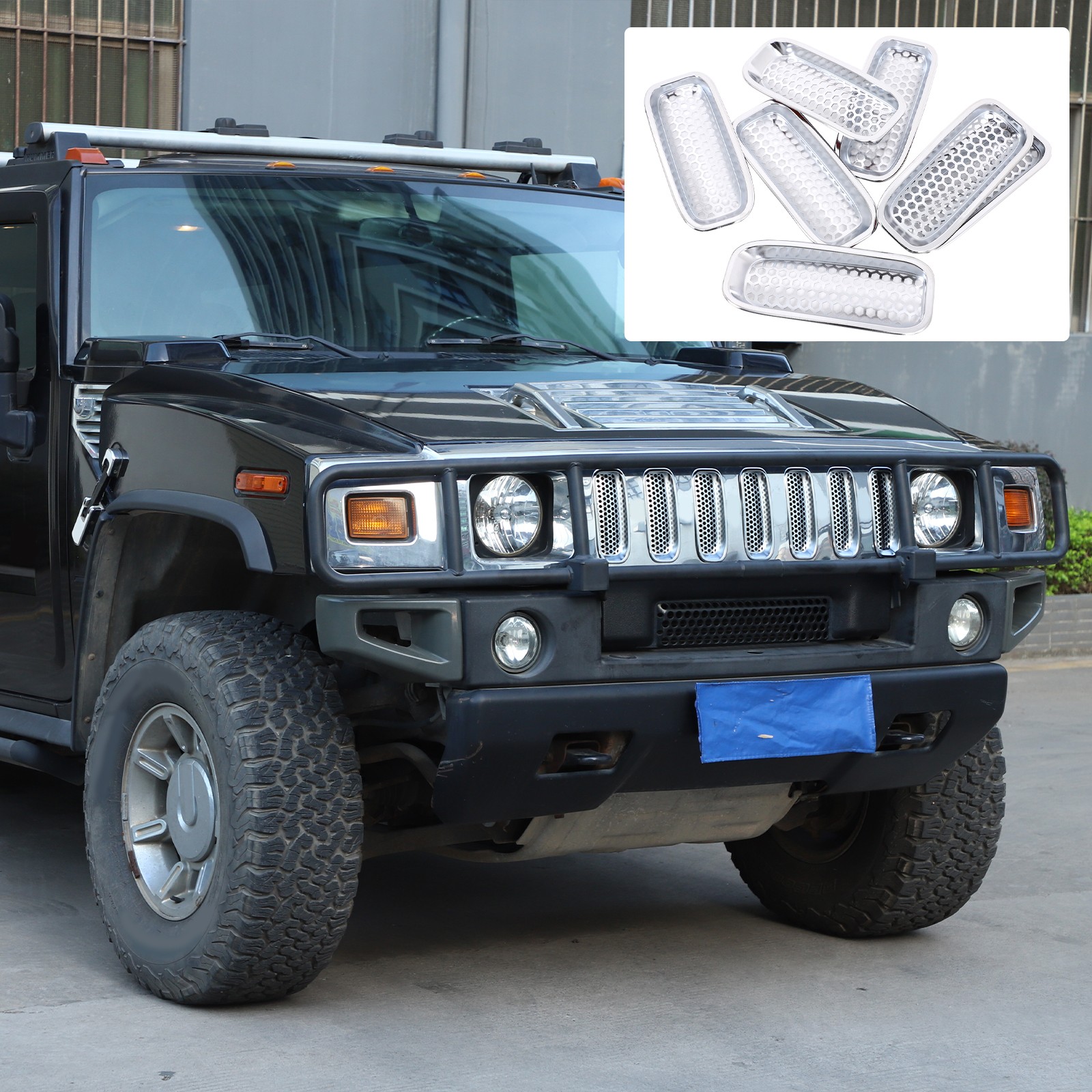 Front Grille Inserts Cover Trim Accessories ABS Chrome For Hummer H2 2003-2007