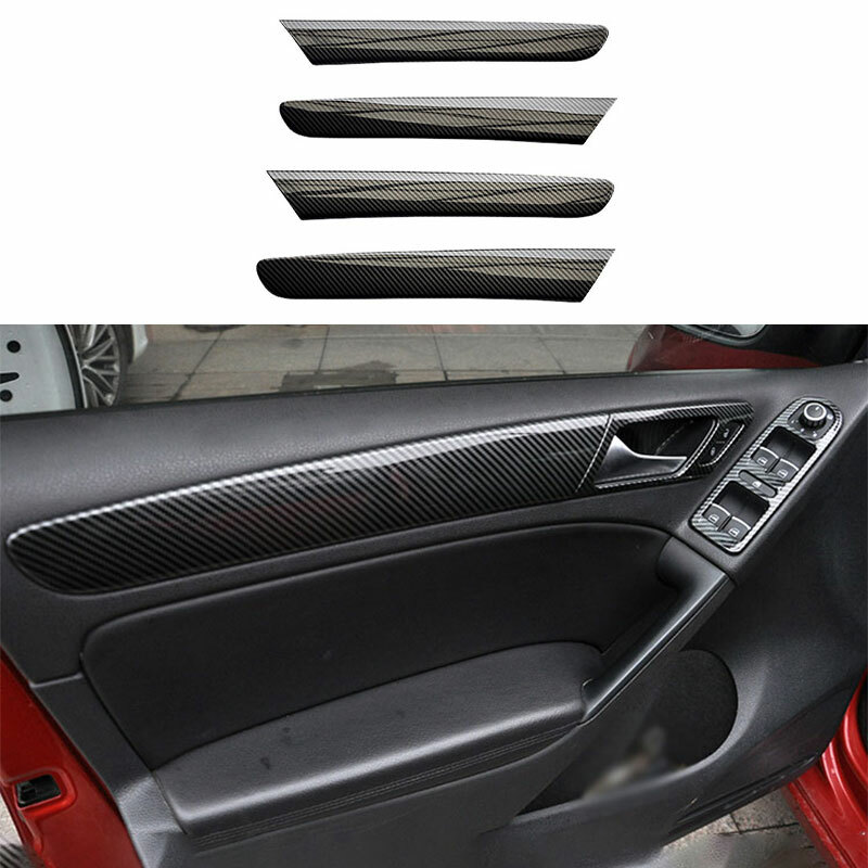 For Volkswagen Golf MK6 2010-2013 Carbon Fiber Interior Door Handle Lock Trim