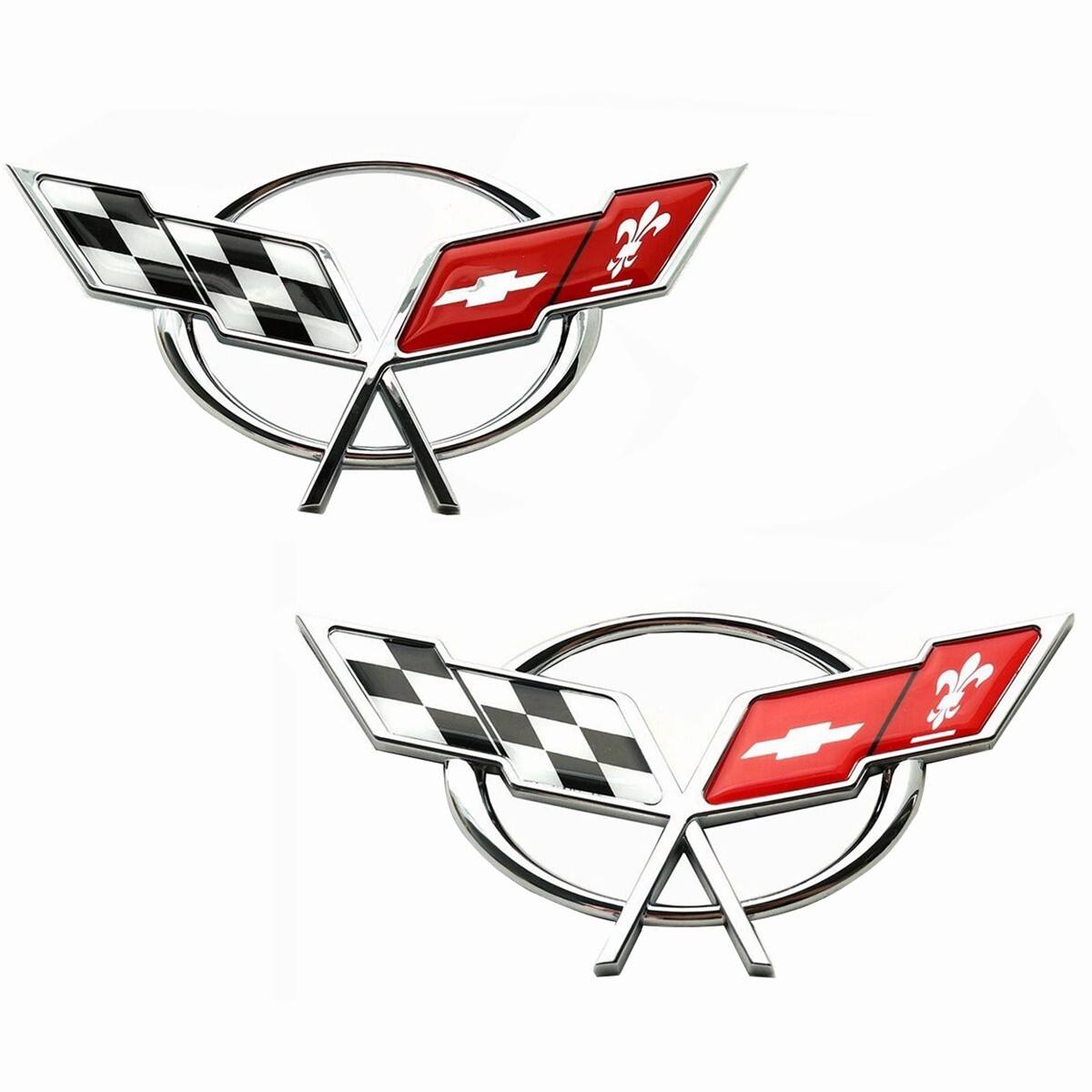Pair Fits 1997-2004 C5 Corvette Emblem Front Rear Badge 19207384 19207385 Silver