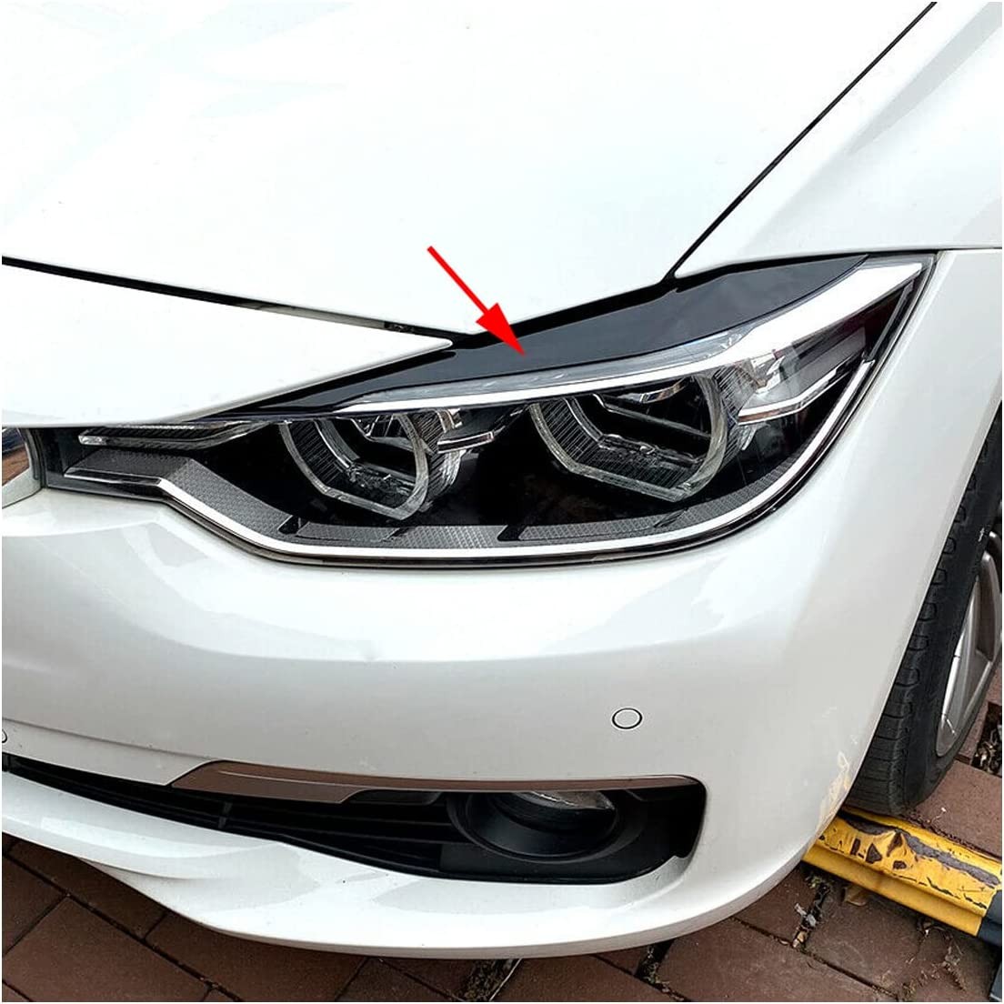 For BMW 3Series F30 F31 2012-18 Car Headlight Eye Lid Eyebrow Cover Glossy Black