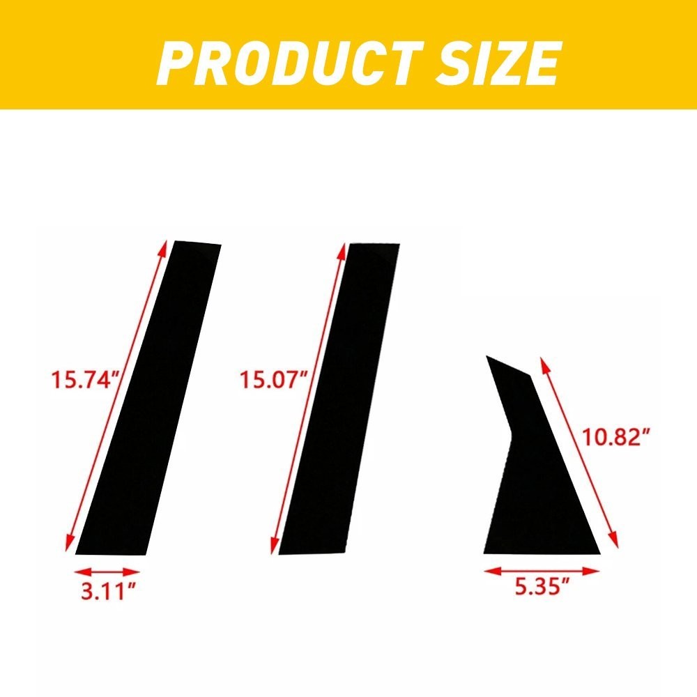 For Honda Civic 10th 16-20 Glossy Black Door Window Pillar Posts Cover Trim EOE