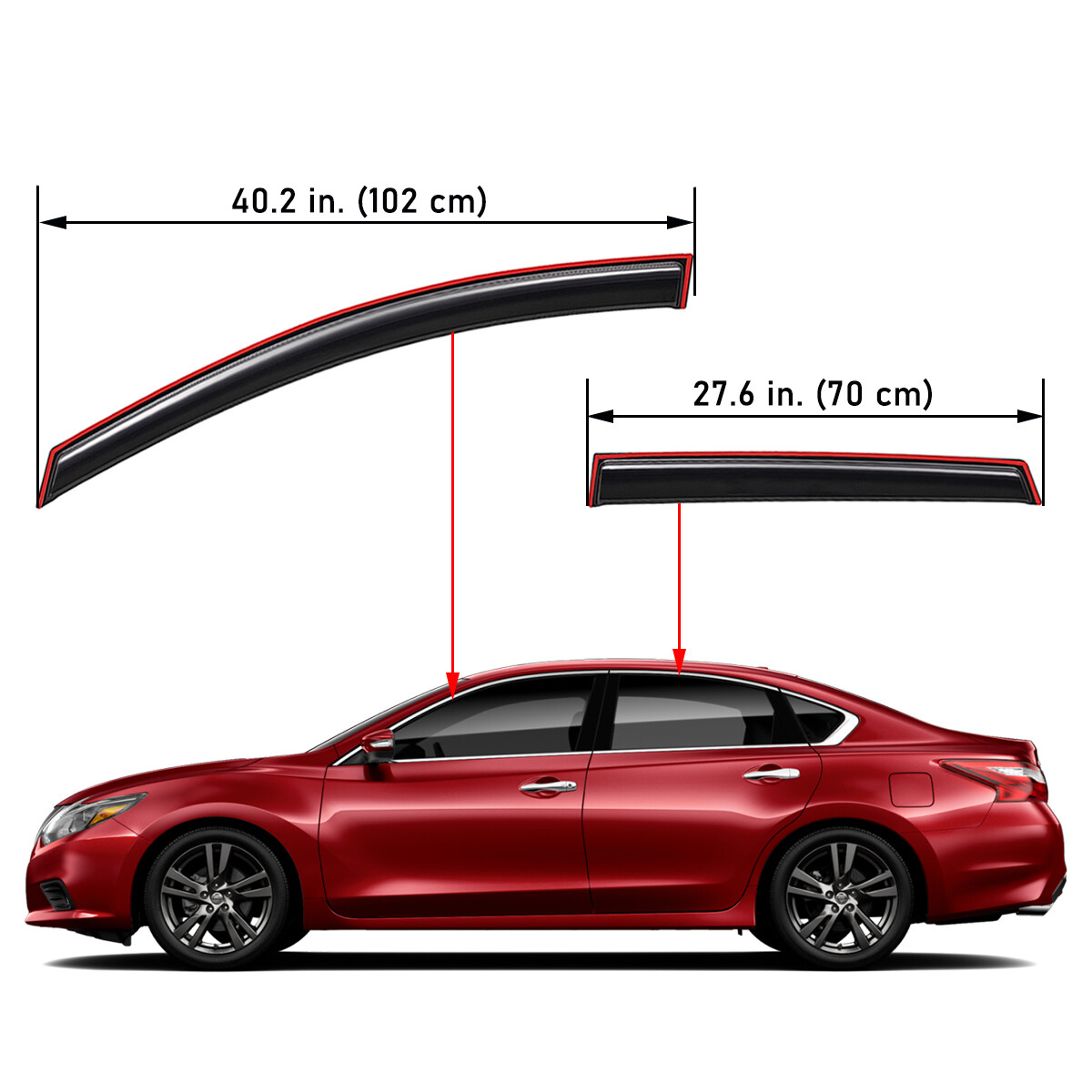 In-Channel Smoke Rain Guard Window Vent Visor for 2013-2018 Nissan Altima Sedan