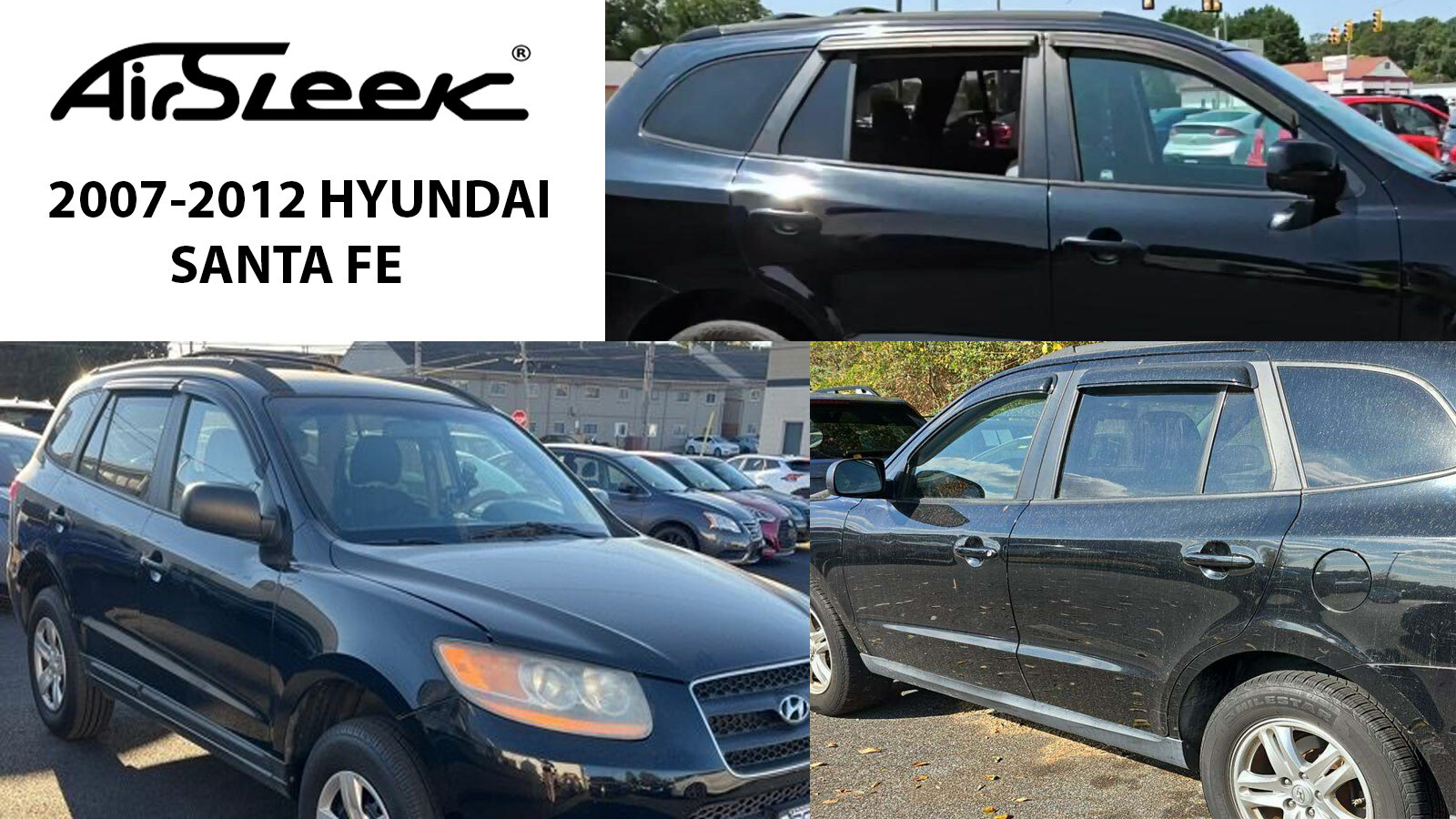 Fits 07-12 Hyundai Santa Fe Window Visor Vent Rain Guard Sun Wind Shade 4PCS