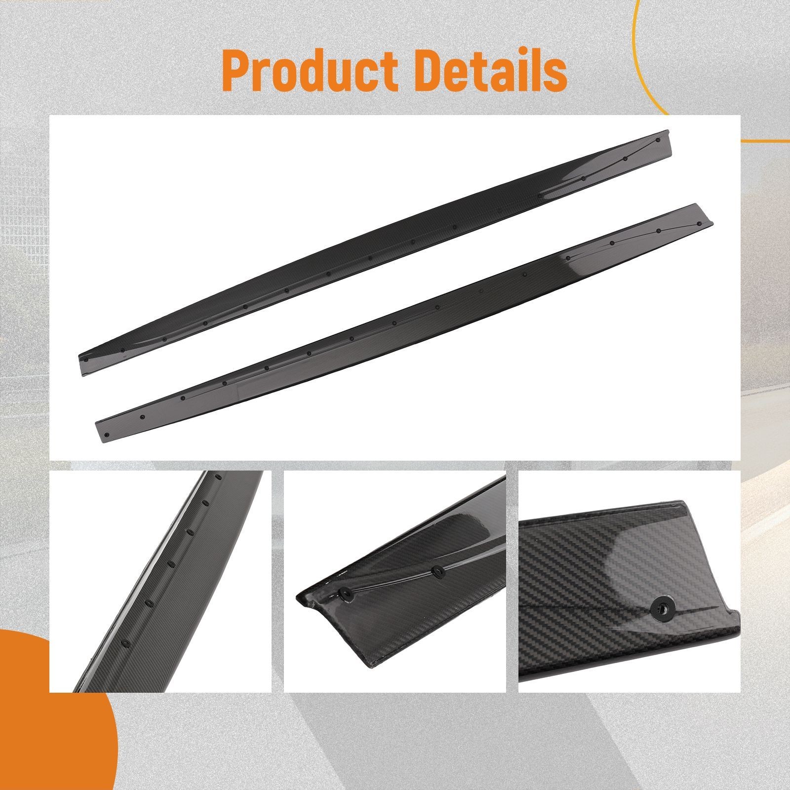 Side Skirts 2x for BMW M4 & F80 M3 2015-2019 Carbon Fiber Gloss Black